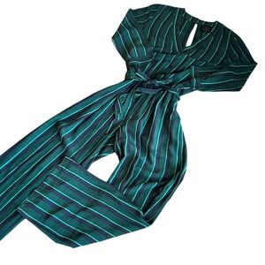 Selected Femme Anthropologie‎ Striped Green Jumpsuit Women's 6 (EU 36) Waist Tie